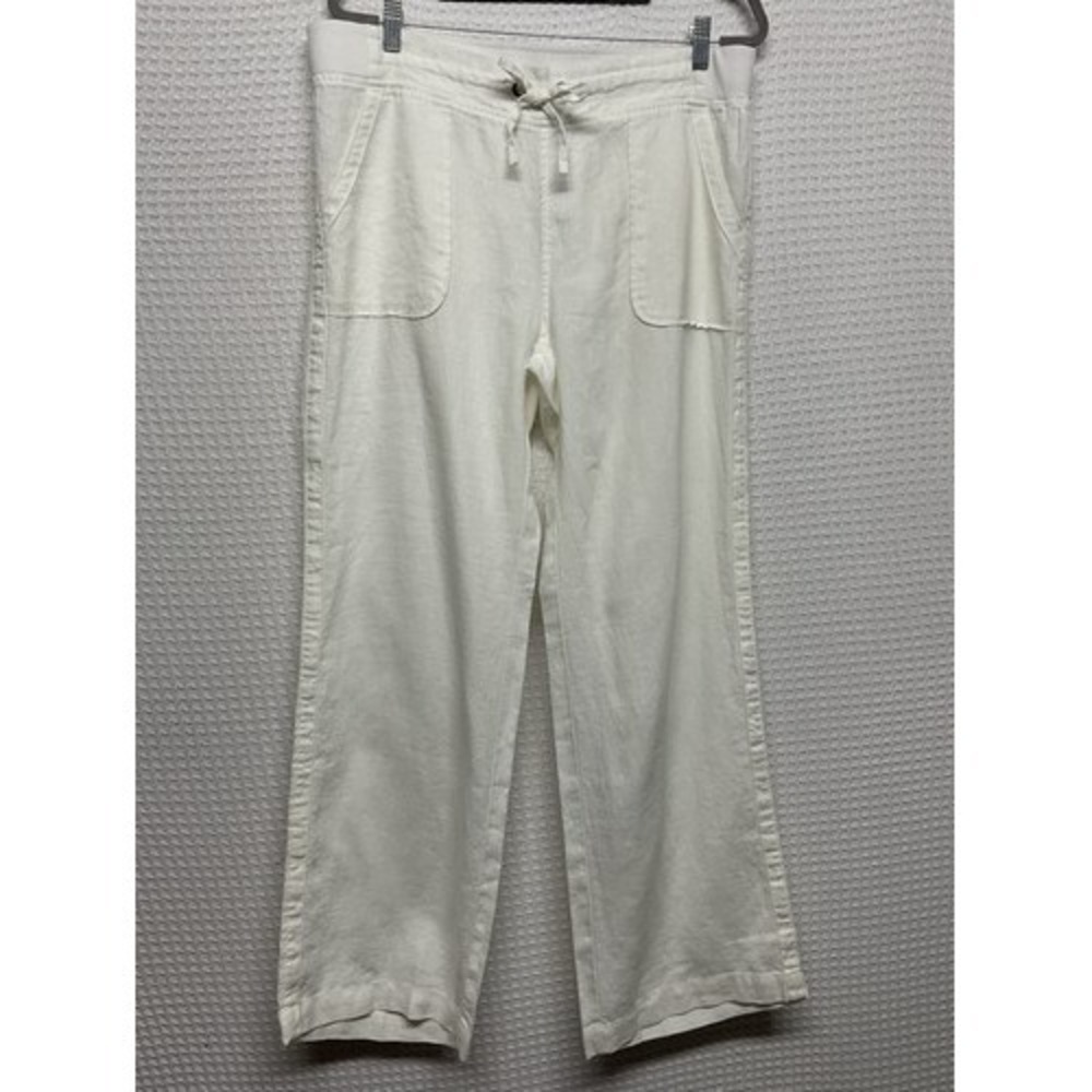 NWT Athleta White Retreat 100% Linen High Rise Wide Leg Pants Women 16 Vietnam